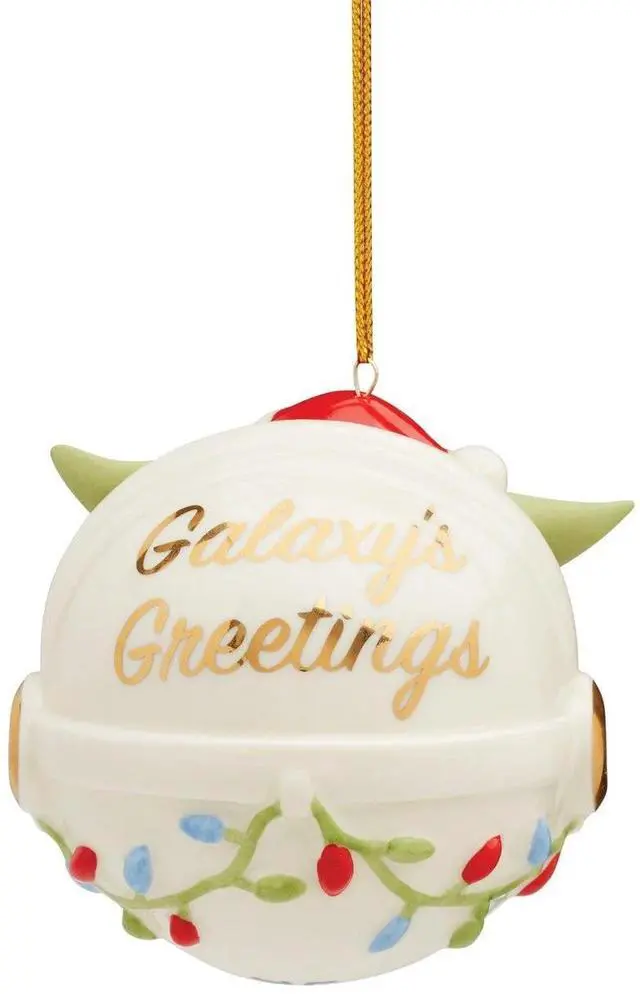 Alt view image 4 of 4 - Lenox Grogu's Holiday Hover Pram Christmas Ornament, Gold Accents Hanging, Green