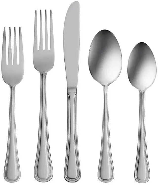 Main image of Oneida Tress Everyday 50 Piece Flatware Set, Dishwasher Safe, 5.40 LB, Metallic