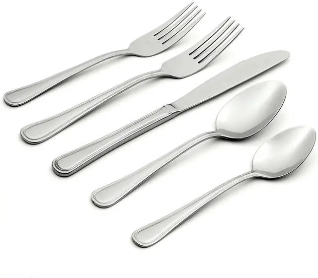 Alt view image 3 of 5 - Oneida Tress Everyday 50 Piece Flatware Set, Dishwasher Safe, 5.40 LB, Metallic