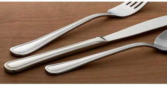 Alt view image 4 of 5 - Oneida Tress Everyday 50 Piece Flatware Set, Dishwasher Safe, 5.40 LB, Metallic
