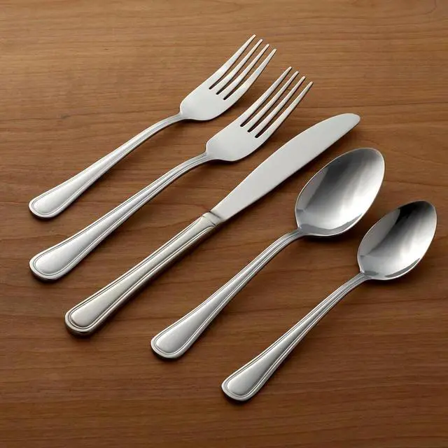 Alt view image 5 of 5 - Oneida Tress Everyday 50 Piece Flatware Set, Dishwasher Safe, 5.40 LB, Metallic
