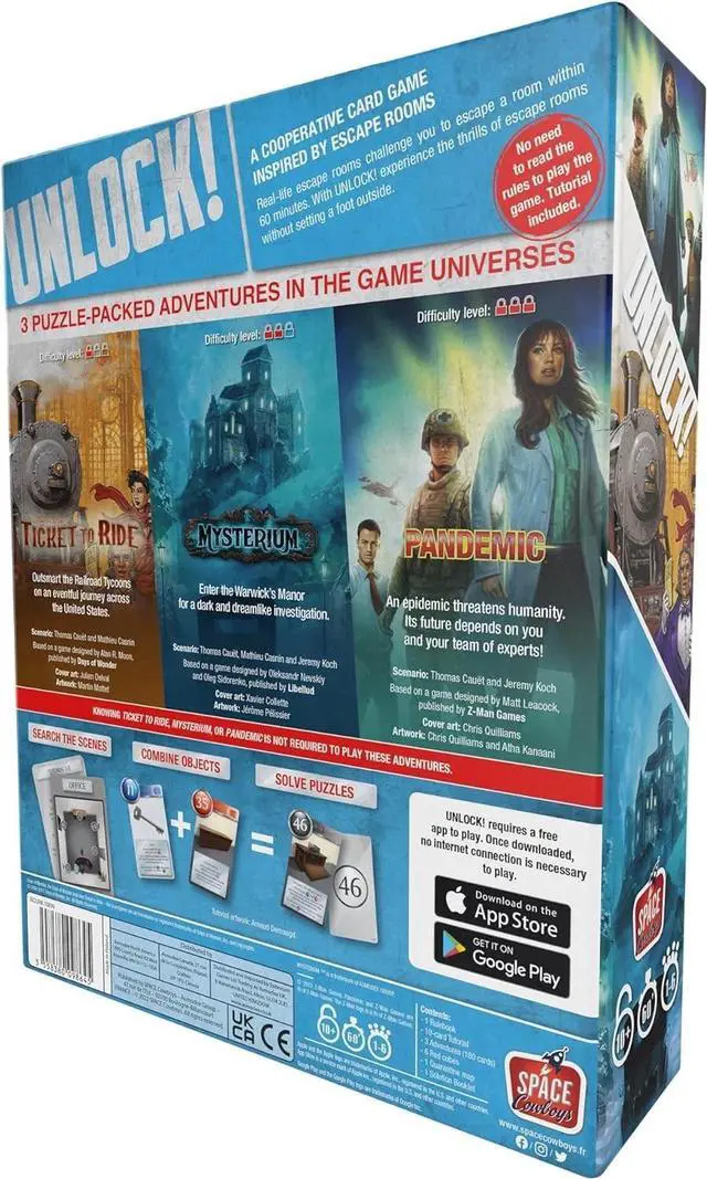 Alt view image 2 of 6 - Space Cowboys UNLOCK - Escape Room, Card Game for Family & Kids 1-6 Players