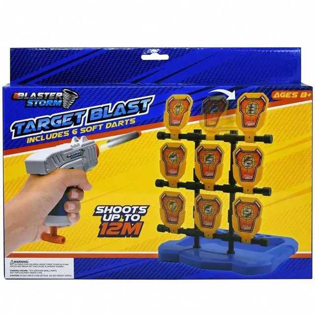 Main image of Blaster Storm Target Blast Game with 9 targets, Includes 6 Soft Darts