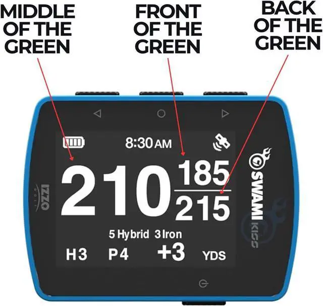 Alt view image 7 of 7 - IZZO Swami KISS 2.0 Handheld Golf GPS Ragnefinder with Integrated Magnets - Blue