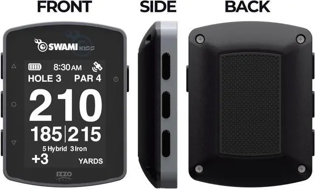 Alt view image 2 of 7 - IZZO Swami KISS 2.0 Handheld Golf GPS Ragnefinder with Integrated Magnets - Grey