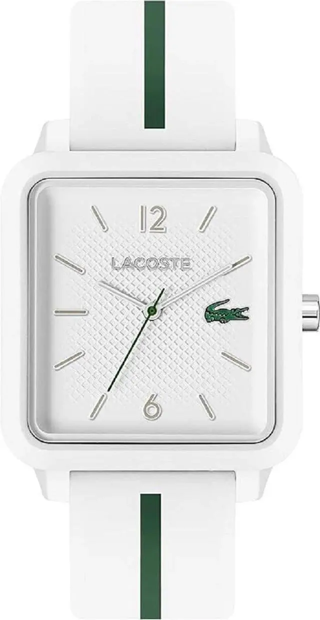 Main image of Lacoste 12.12 Studio Men's Quartz Watch Square Case with Rubber Strap, White