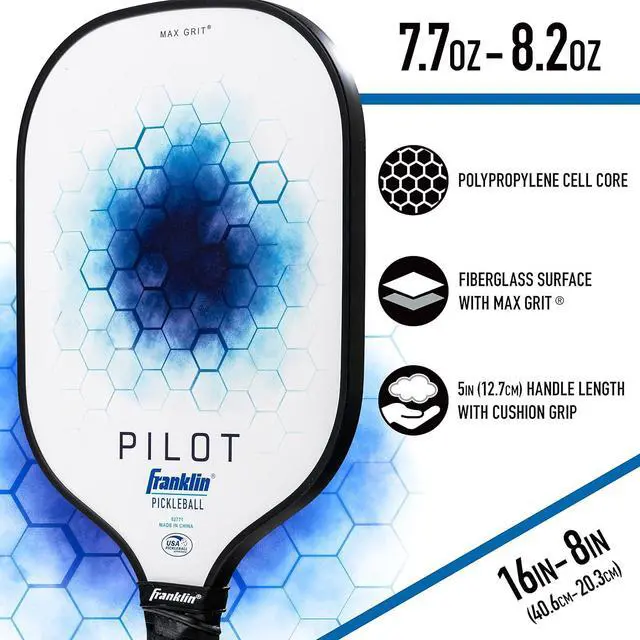 Alt view image 2 of 7 - Franklin Sports Lightweight Pilot Polypropylene Core Pickleball Paddle Racket
