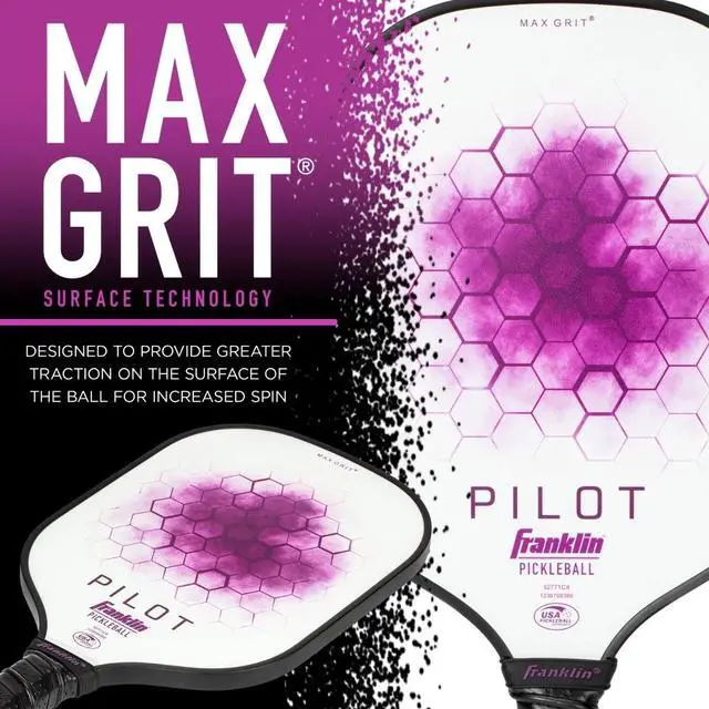 Alt view image 4 of 6 - Franklin Sports Pilot Series Lightweight Fiberglass Paddle With MAXGRIT, Purple