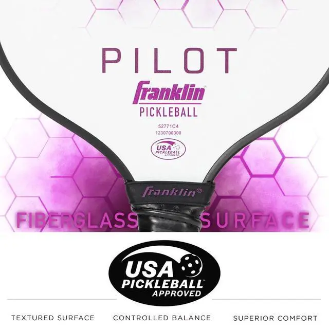 Alt view image 3 of 6 - Franklin Sports Pilot Series Lightweight Fiberglass Paddle With MAXGRIT, Purple