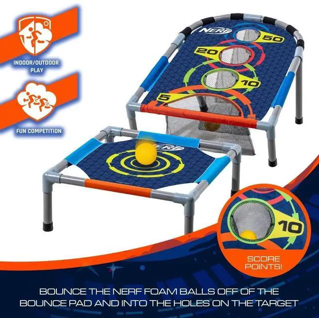 Alt view image 2 of 6 - Franklin Sports NERF Kids Bounce N Score Target Toss Game Set, Multicolor
