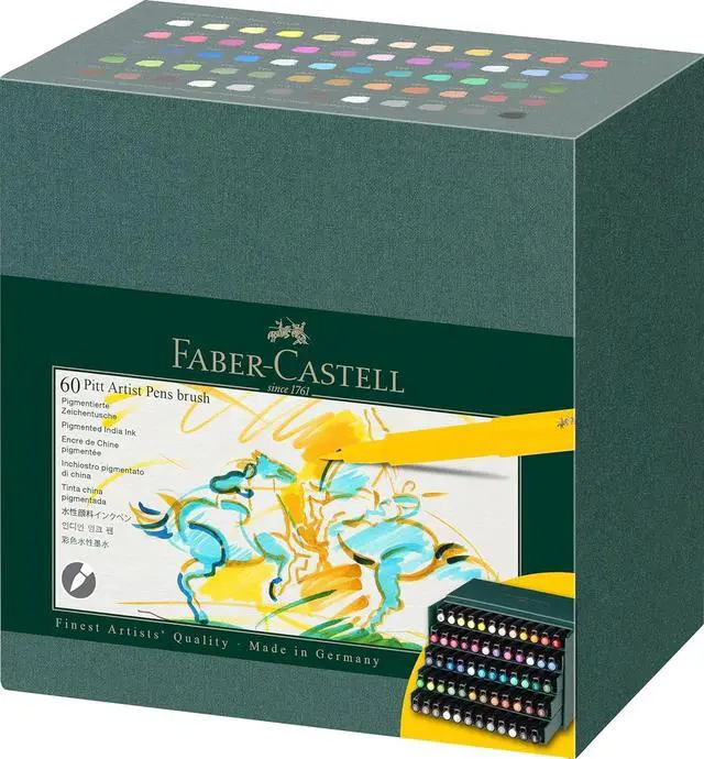 Main image of Faber-Castell 60 Pitt Artist Premium Indian Ink Brush Pens, Multicolored
