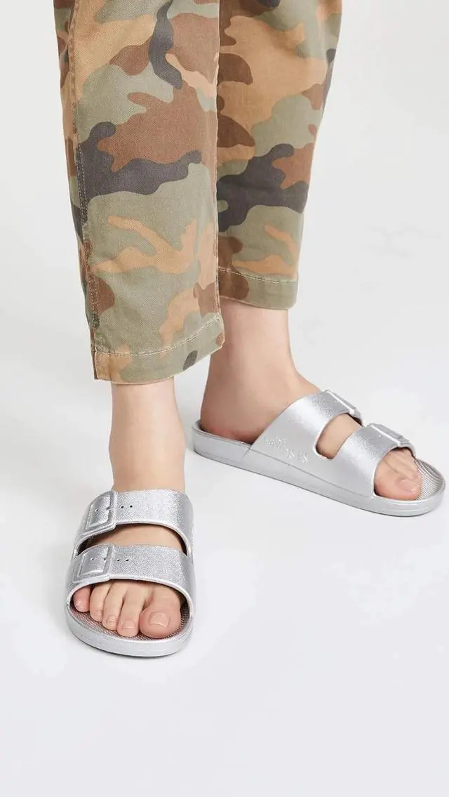 Alt view image 5 of 6 - Freedom Moses Women's Two Band Slip-On Regular Slides, White, Size 39-40