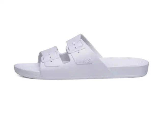 Alt view image 2 of 6 - Freedom Moses Women's Two Band Slip-On Regular Slides, White, Size 39-40
