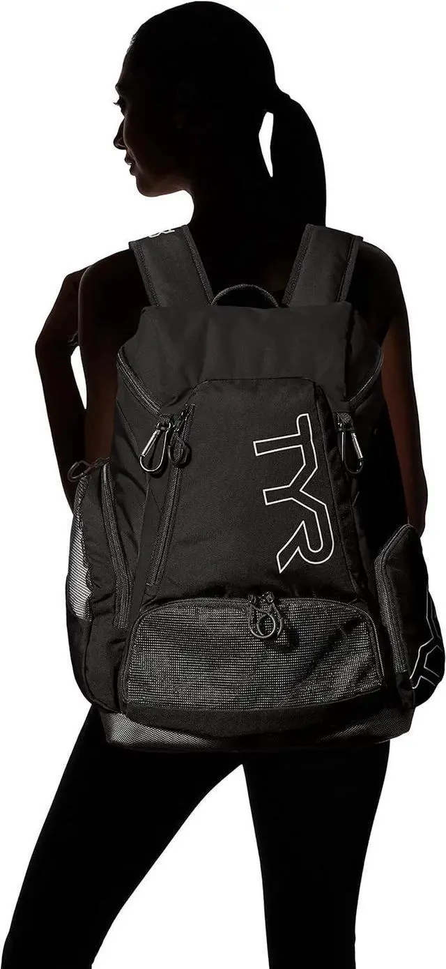 Alt view image 3 of 4 - TYR Alliance Backpack, 45-Liter Capacity, Wet and Dry Compartments, Black/Black