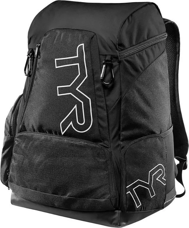 Main image of TYR Alliance Backpack, 45-Liter Capacity, Wet and Dry Compartments, Black/Black