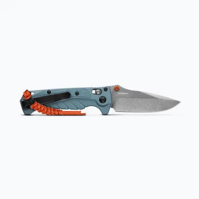 Alt view image 3 of 5 - Benchmade Mini Adira Outdoor Knife, Plain Edge Drop-Point Blade, Depth Blue