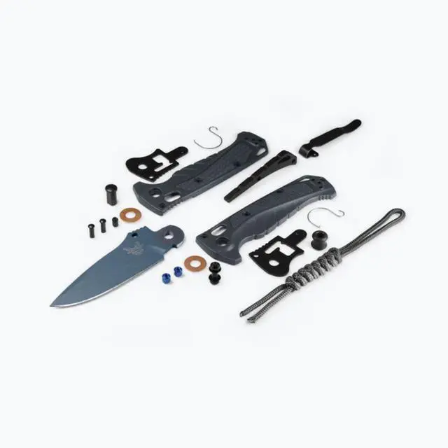 Alt view image 5 of 5 - Benchmade Mini Adira Outdoor Knife, Plain Edge Drop-Point Blade, Tempest Gray