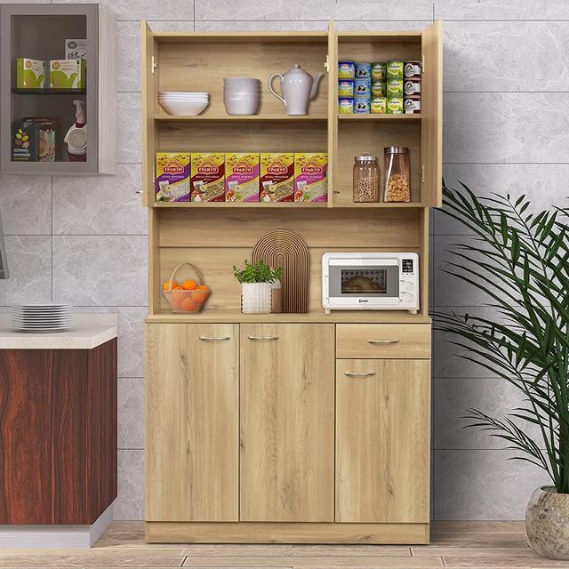 Freestanding Kitchen Pantry Cabinet with Buffet Cupboard, Storage