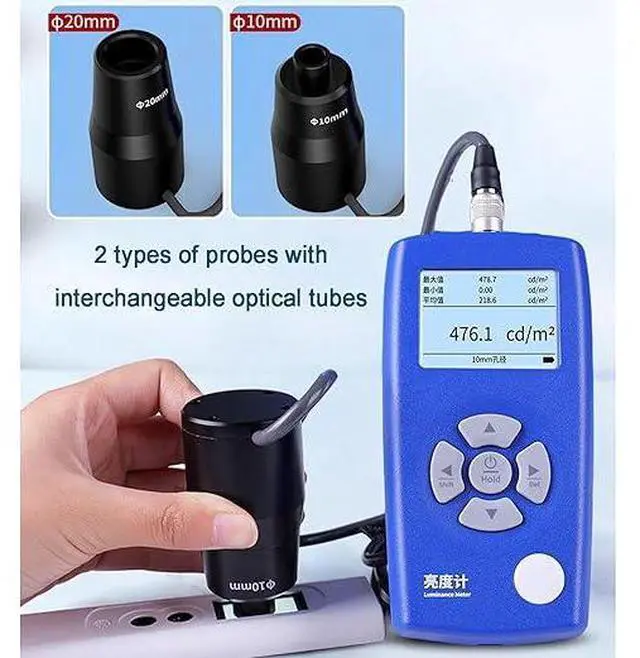 Alt view image 3 of 7 - Vituord Luminance Meter, 1-1,000,000 cd/m² Brightness Tester with Dual 10/20mm Probes, Flicker CCT CRI Measurement for HDR Monitors Projectors