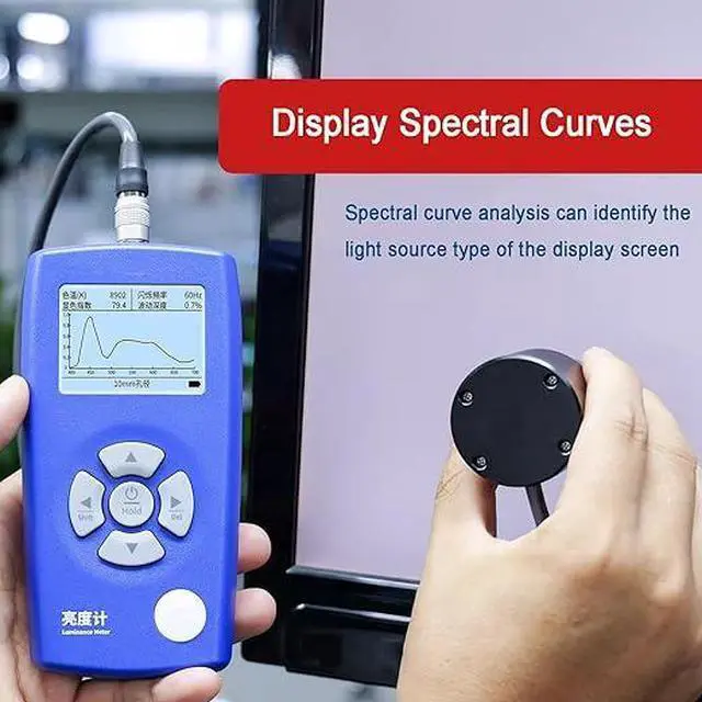 Alt view image 4 of 7 - Vituord Luminance Meter, 1-1,000,000 cd/m² Brightness Tester with Dual 10/20mm Probes, Flicker CCT CRI Measurement for HDR Monitors Projectors
