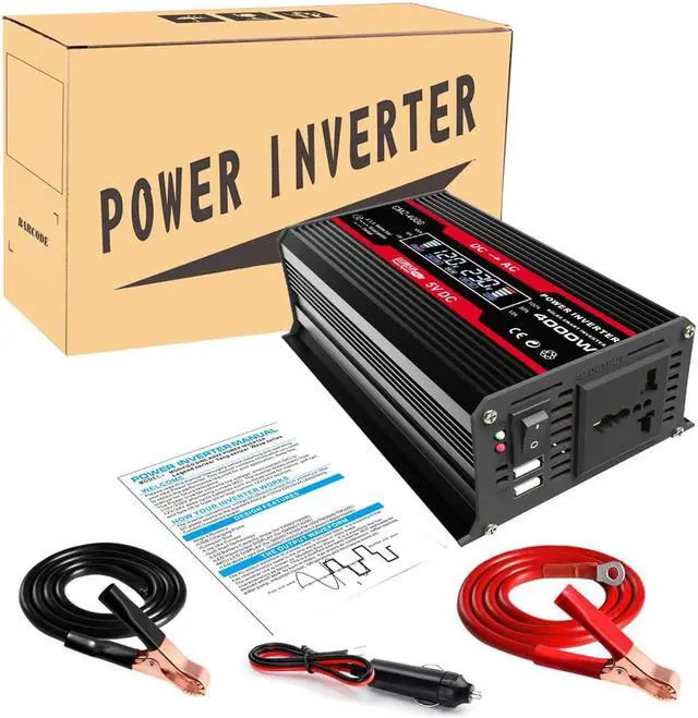 Alt view image 7 of 7 - Car inverter 4000W (300W rated power) 12V to 220V Modified sine wave Dual USB4.2A fast charging power inverter