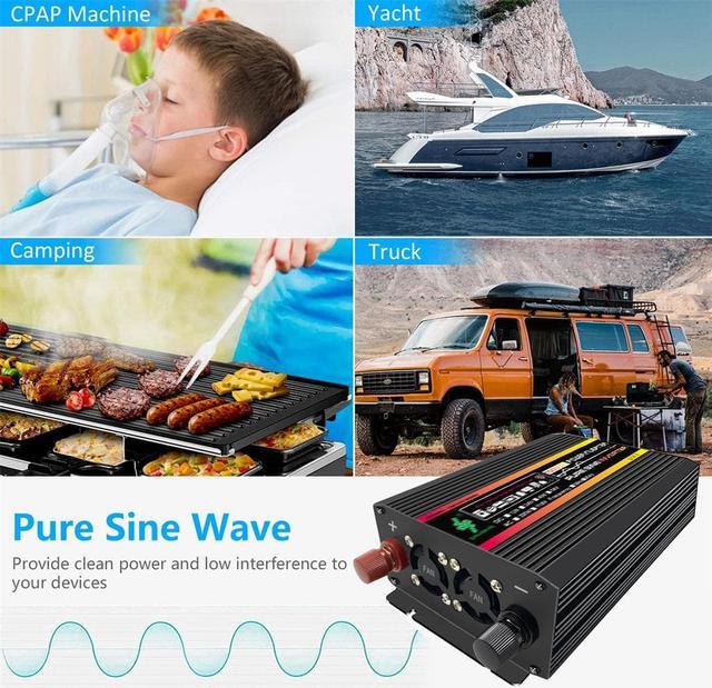 Alt view image 4 of 7 - 10000 watts inverter pure sine wave power inverter dc 12v to 110v ac car inverter