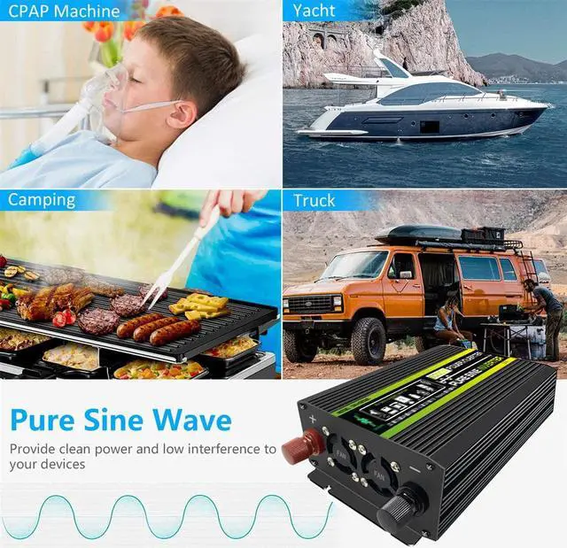 Alt view image 6 of 7 - 6000 watts inverter pure sine wave power inverter dc 12v to 110v ac car inverter
