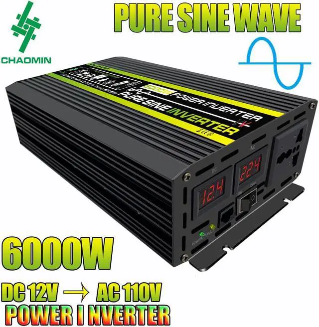 Main image of 6000 watts inverter pure sine wave power inverter dc 12v to 110v ac car inverter