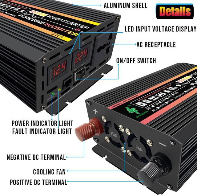 Alt view image 2 of 7 - 12000 watts power inverter pure sine wave dc 12v to 110v ac car inverter
