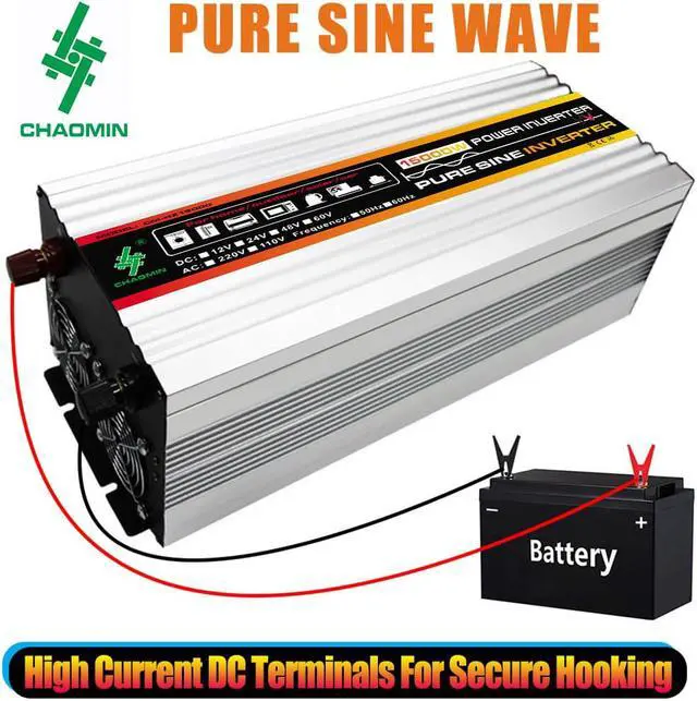 Alt view image 4 of 7 - 15000w pure sine wave power inverter DC 12v to 110v AC car inverter with LED display