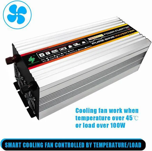 Alt view image 5 of 7 - 15000w pure sine wave power inverter DC 12v to 110v AC car inverter with LED display