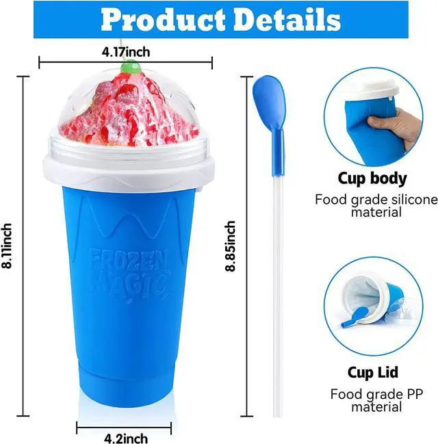 Alt view image 2 of 5 - Slushie Maker Cup,DIY Slushy Ice Cream Maker Double Layers Silica Smoothie Pinch Ice Cup,Quick Cooling Cup Homemade Milk Shake Ice Cream Maker