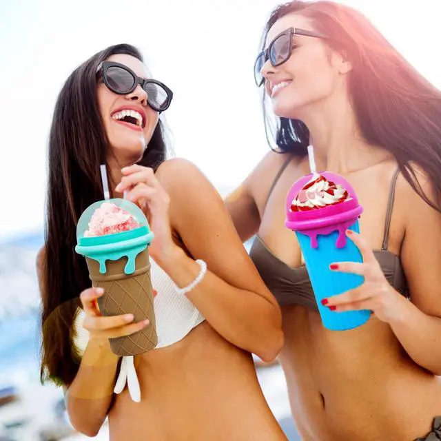 Alt view image 5 of 5 - Slushie Maker Cup,DIY Slushy Ice Cream Maker Double Layers Silica Smoothie Pinch Ice Cup,Quick Cooling Cup Homemade Milk Shake Ice Cream Maker