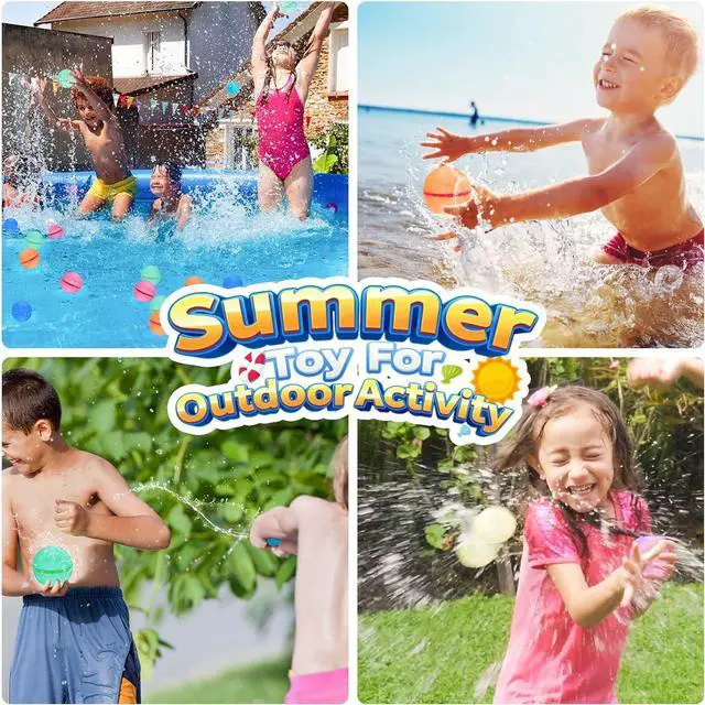 Alt view image 3 of 7 - Reusable Water Balloons for Kids 12 PCS Quick Fill Water Bombs Splash Balls with Mesh Bag Pool Beach Backyard Games Water Toys for Boys Girls Outdoor Activities Summer Party Favors