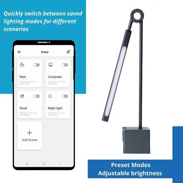 Alt view image 4 of 7 - LINKSTYLE LIGOE Desk Lamp for Office, 5000K Lumens Smart LED Desk Light with Adjustable Brightness, Eyes Protection Light & APP Controls