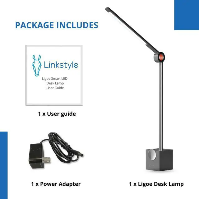 Alt view image 6 of 7 - LINKSTYLE LIGOE Desk Lamp for Office, 5000K Lumens Smart LED Desk Light with Adjustable Brightness, Eyes Protection Light & APP Controls