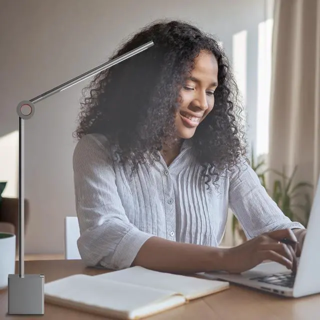Alt view image 2 of 7 - LINKSTYLE LIGOE Desk Lamp for Office, 5000K Lumens Smart LED Desk Light with Adjustable Brightness, Eyes Protection Light & APP Controls
