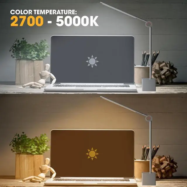 Alt view image 5 of 7 - LINKSTYLE LIGOE Desk Lamp for Office, 5000K Lumens Smart LED Desk Light with Adjustable Brightness, Eyes Protection Light & APP Controls