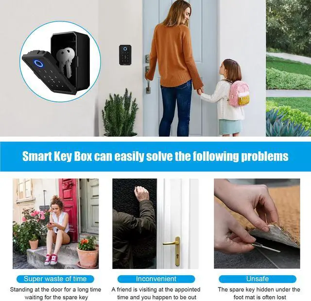 Alt view image 3 of 7 - LINKSTYLE ® MATRIX Smart Key Lock Box, Wireless Bluetooth Outdoor Security Key Safe for House Keys, Realtors and Airbnb Hosts with 4 Lock Modes (App, Fingerprint, Passcode, Smart Key) Waterproof