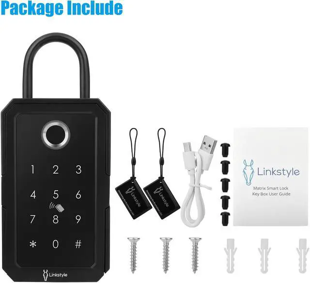 Alt view image 7 of 7 - LINKSTYLE ® MATRIX Smart Key Lock Box, Wireless Bluetooth Outdoor Security Key Safe for House Keys, Realtors and Airbnb Hosts with 4 Lock Modes (App, Fingerprint, Passcode, Smart Key) Waterproof