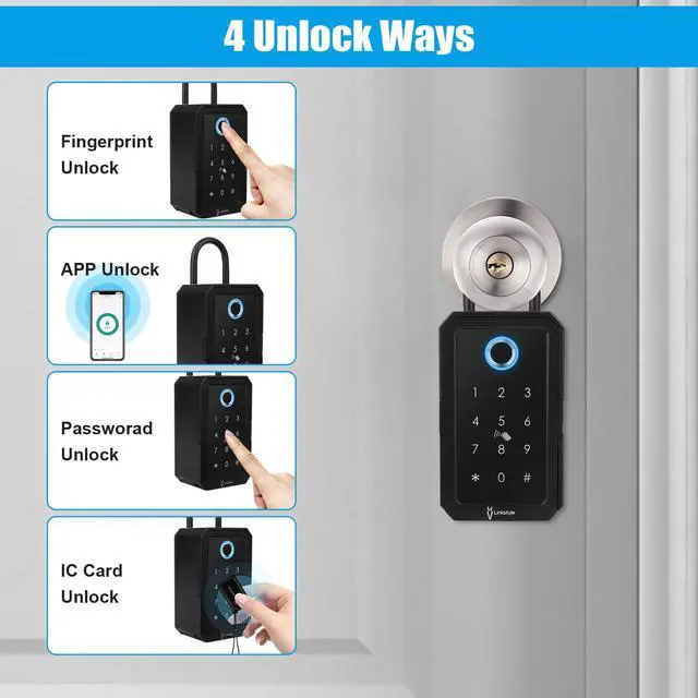 Alt view image 2 of 7 - LINKSTYLE ® MATRIX Smart Key Lock Box, Wireless Bluetooth Outdoor Security Key Safe for House Keys, Realtors and Airbnb Hosts with 4 Lock Modes (App, Fingerprint, Passcode, Smart Key) Waterproof
