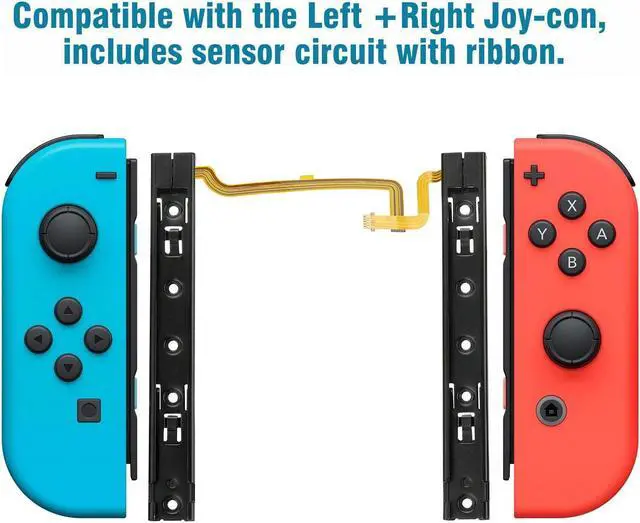 Alt view image 2 of 7 - Replacement Right Left L R Slider Rail with Ribbon Cable - Fit for Nintendo Switch Metal Slider Bracket Replacement Part with Flex Cable Fix for Nintendo Switch Console (Left+Right)