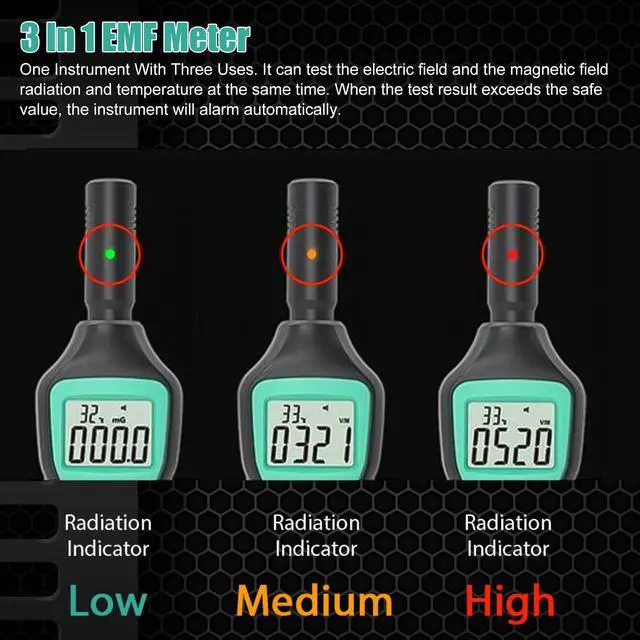 Alt view image 2 of 7 - 3-In-1 Digital Electromagnetic Radiation Filed Detector Tester Geiger Counter - EMF, Electric, and Magnetic Field Meter