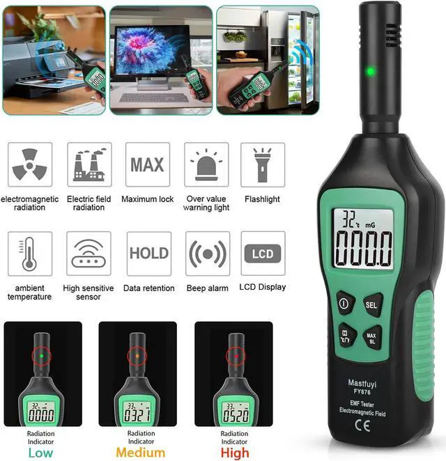 Main image of 3-In-1 Digital Electromagnetic Radiation Filed Detector Tester Geiger Counter - EMF, Electric, and Magnetic Field Meter