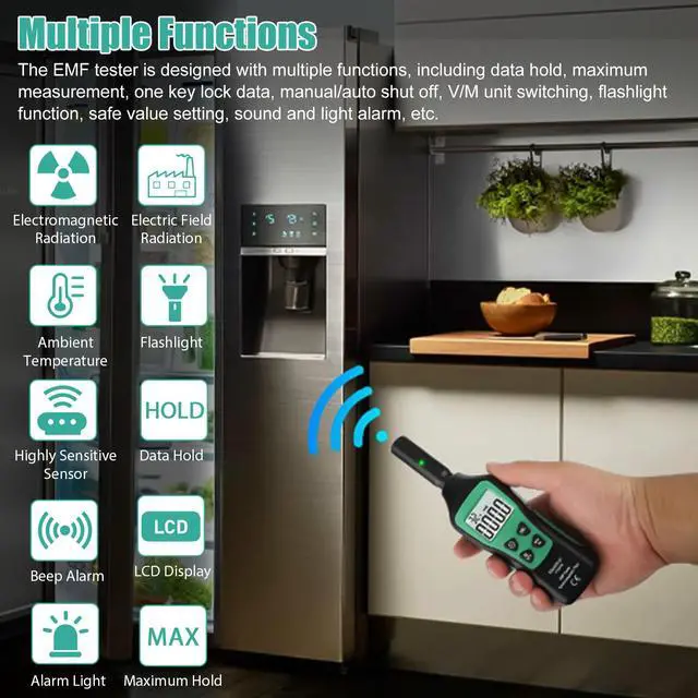 Alt view image 5 of 7 - 3-In-1 Digital Electromagnetic Radiation Filed Detector Tester Geiger Counter - EMF, Electric, and Magnetic Field Meter