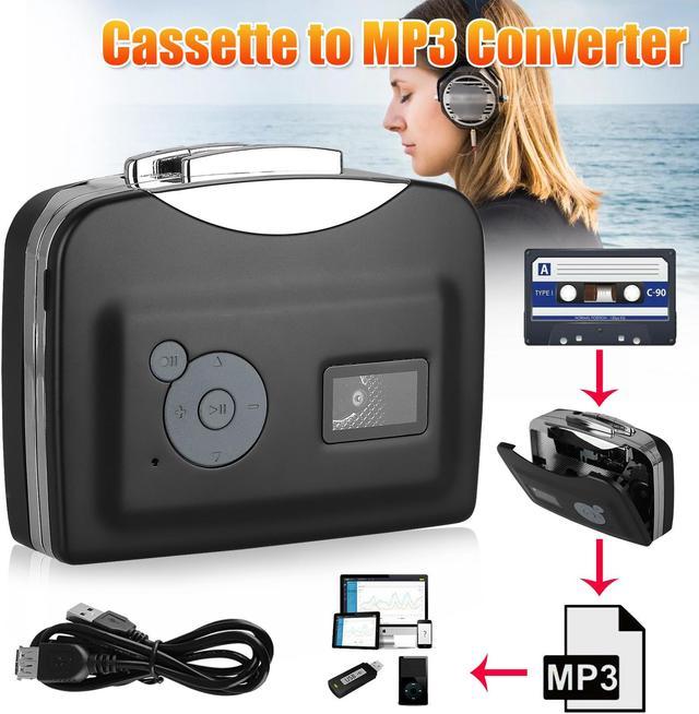USB Cassette to MP3 Converter, Portable Walkman Cassette Audio Music Player  Tape-to-MP3 Converter with Earphones, Volume Control, Auto Reverse, No PC