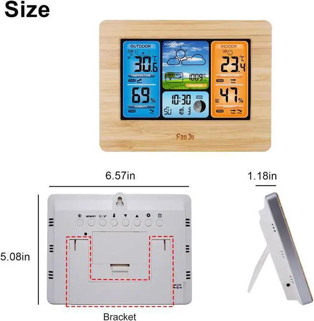 Alt view image 6 of 7 - Digital LCD Indoor Outdoor Weather Station Alarm Clock - Calendar Thermometer Weather Forecast Station (Yellow)