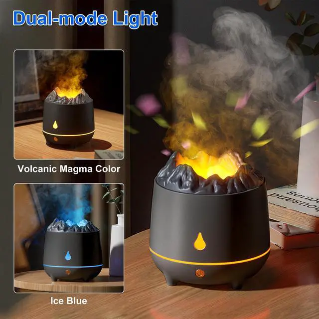 Alt view image 3 of 7 - 3D Flame LED Light Air Humidifier - 400ml Air Humidifier Essential Oil Diffuser with Flame Effect for Home, Office, Spa, Gym (BlacK)