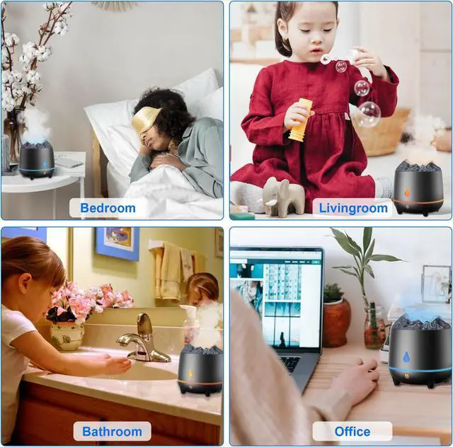 Alt view image 6 of 7 - 3D Flame LED Light Air Humidifier - 400ml Air Humidifier Essential Oil Diffuser with Flame Effect for Home, Office, Spa, Gym (BlacK)
