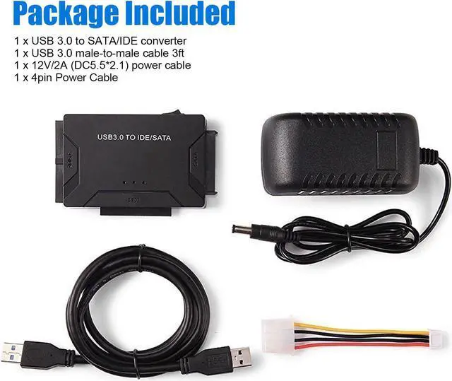Alt view image 7 of 7 - USB IDE Adapter - USB 3.0 to SATA IDE Hard Drive Converter Combo for 2.5"/3.5" DE SATA SSD Hard Drives Disks with 12V 2A Power Adapter and USB 3.0 Cable for Laptops